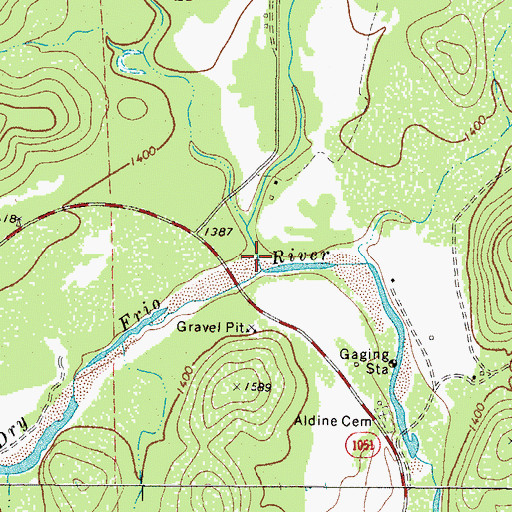 Topographic Map of Fush Creek, TX