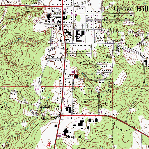Topographic Map of Grove Hill Academy, AL