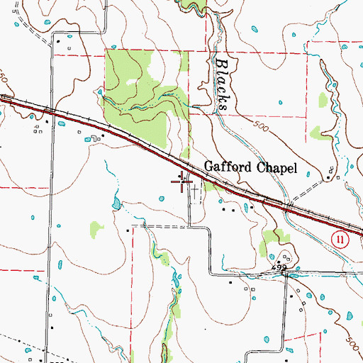 Topographic Map of Gafford Chapel, TX
