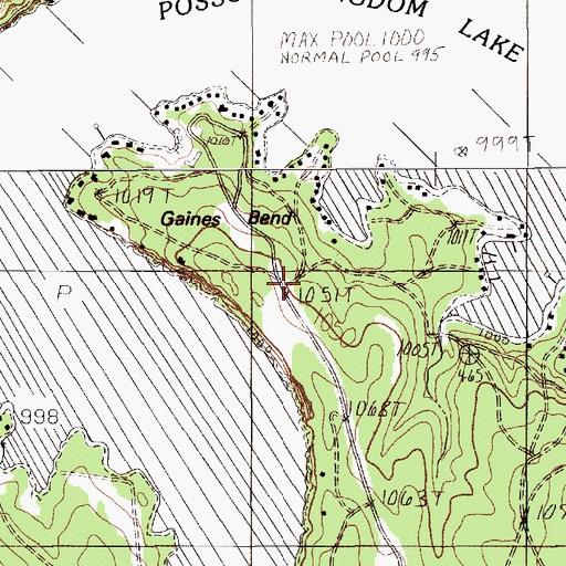 Topographic Map of Gaines Bend, TX