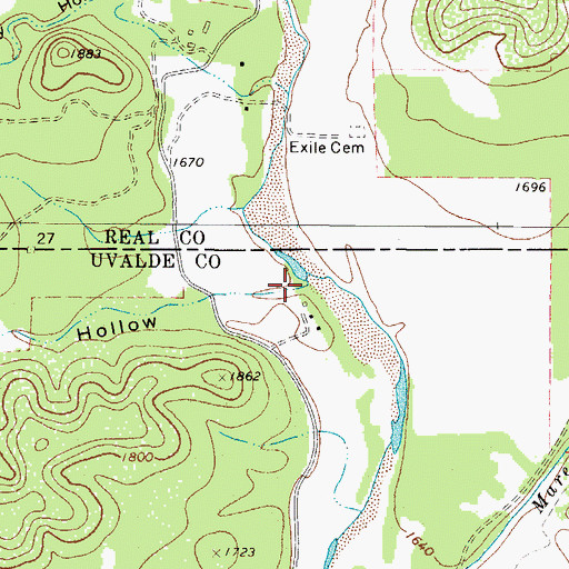 Topographic Map of Gaines Hollow, TX