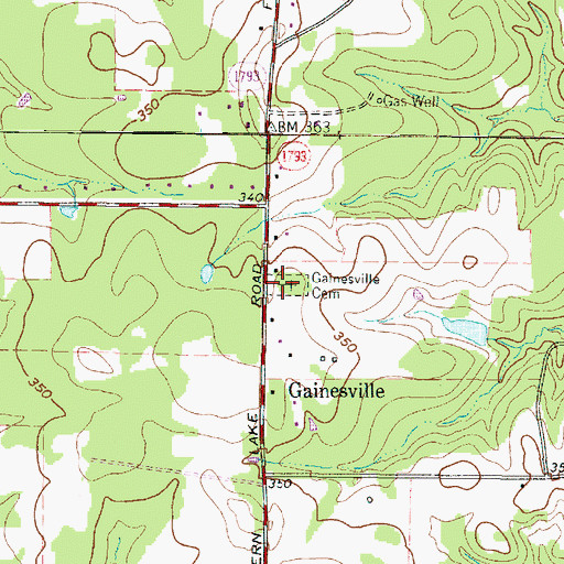 Topographic Map of Gainesville Cemetery, TX