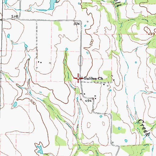 Topographic Map of Galilee Church, TX