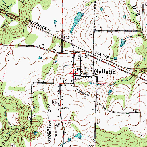 Topographic Map of Gallatin, TX