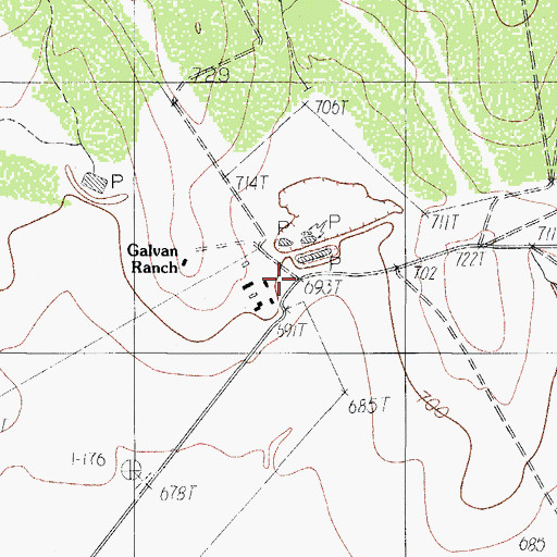 Topographic Map of Galvan Ranch, TX