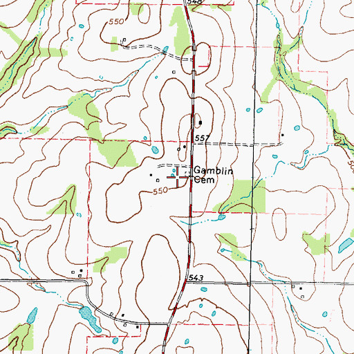 Topographic Map of Gamblin Cemetery, TX