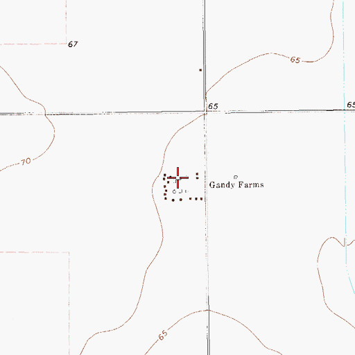 Topographic Map of Gandy Farms, TX