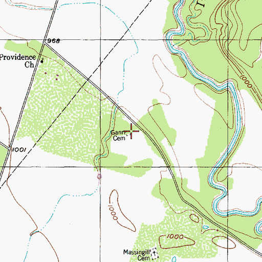 Topographic Map of Gann Cemetery, TX
