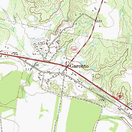 Topographic Map of Garceno, TX