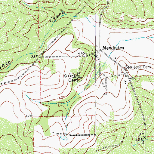 Topographic Map of Garcia Cemetery, TX