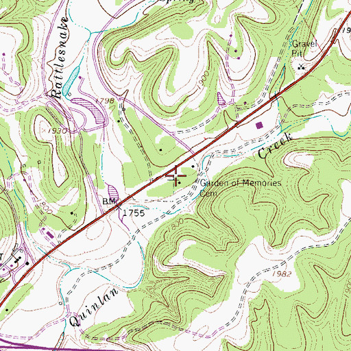 Topographic Map of Garden of Memories Cemetery, TX