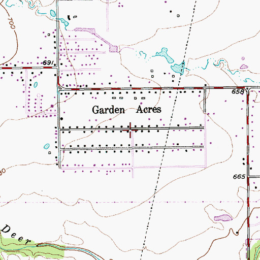 Topographic Map of Garden Acres, TX