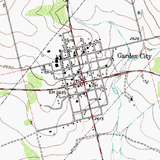 Topographic Map of Garden City, TX