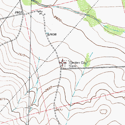 Topographic Map of Garden City Cemetery, TX