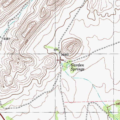 Topographic Map of Garden Springs, TX