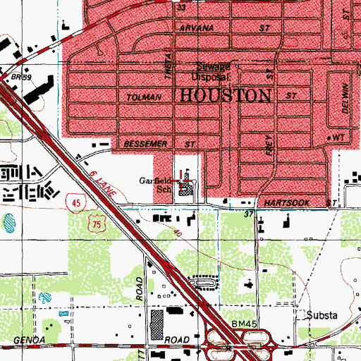 Topographic Map of Garfield School, TX