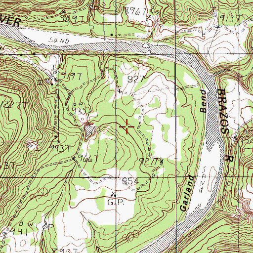 Topographic Map of Garland Bend, TX