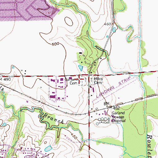 Topographic Map of Garland Cemetery, TX