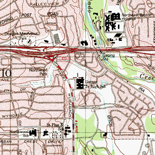 Topographic Map of Garner Junior High School, TX