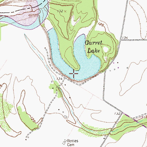 Topographic Map of Garret Lake, TX
