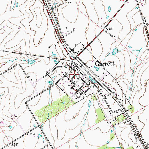 Topographic Map of Garrett, TX