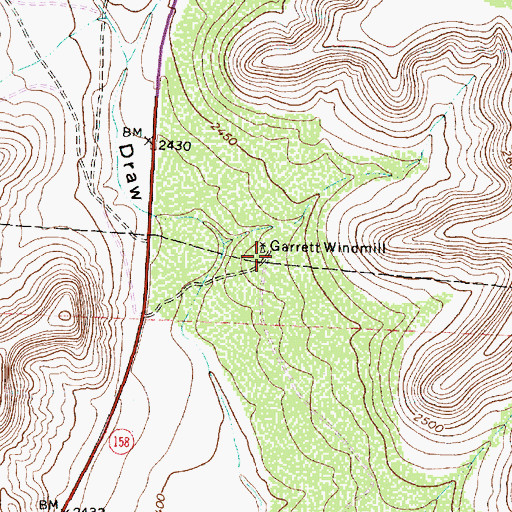 Topographic Map of Garrett Windmill, TX