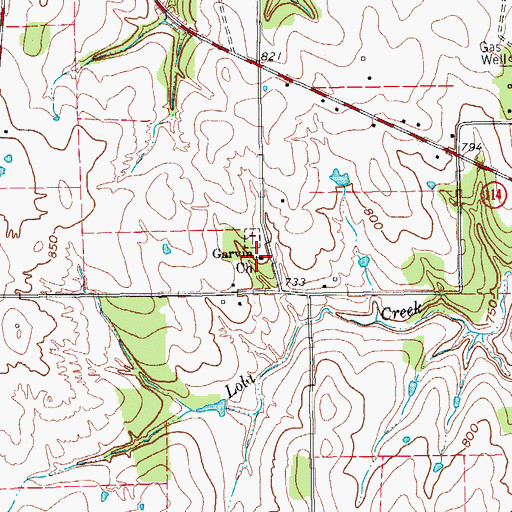 Topographic Map of Garvin Church, TX