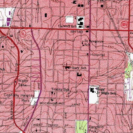 Topographic Map of Gary School, TX