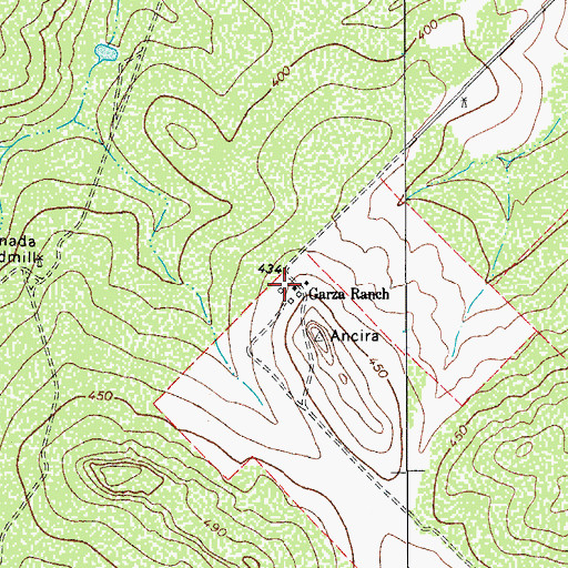 Topographic Map of Garza Ranch, TX