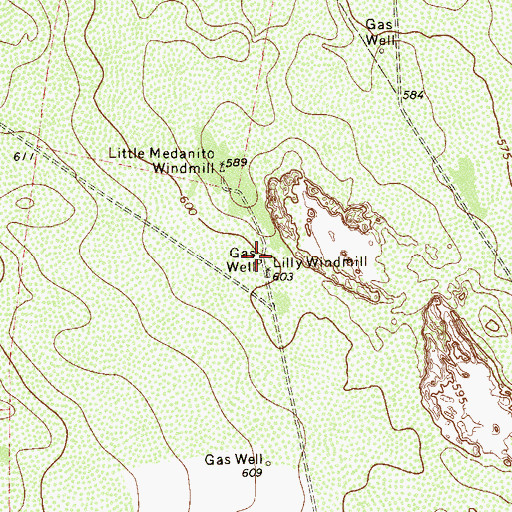 Topographic Map of Gas Well Lilly Windmill, TX
