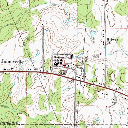 Topographic Map of Gaston School, TX