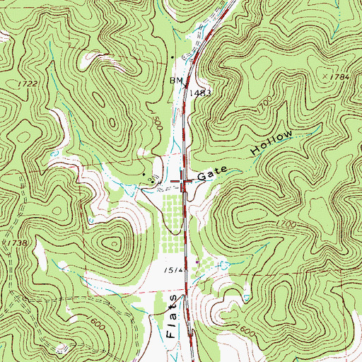 Topographic Map of Gate Hollow, TX