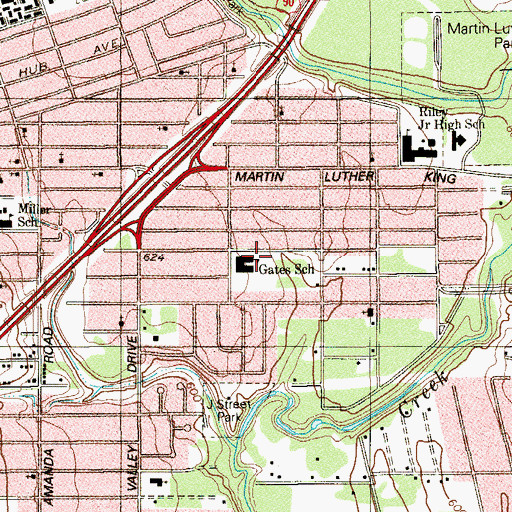 Topographic Map of Gates School, TX