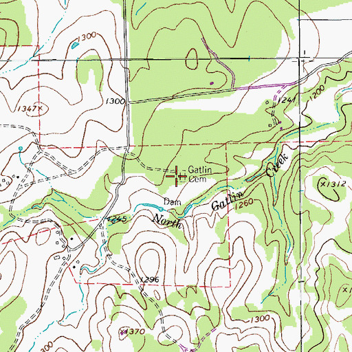 Topographic Map of Gatlin - Garrett Cemetery, TX
