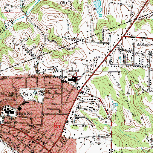 Topographic Map of Gay Avenue School, TX