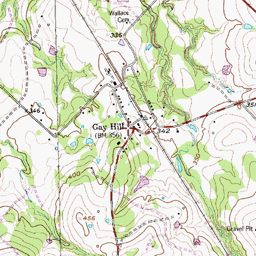 Topographic Map of Gay Hill, TX