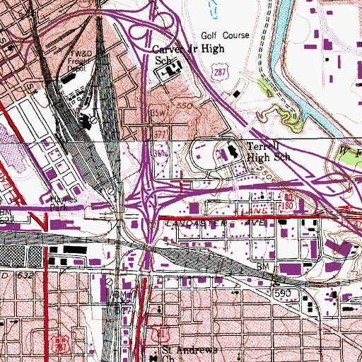 Topographic Map of Gay Street School, TX