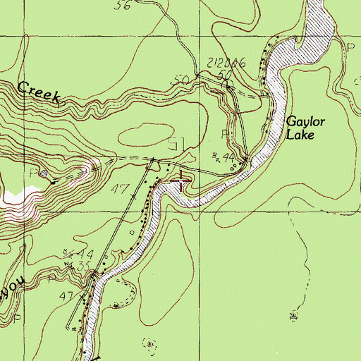 Topographic Map of Gaylor Creek, TX