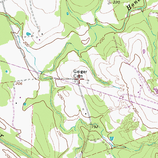 Topographic Map of Geiger Cemetery, TX