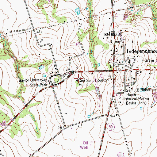 Topographic Map of General Sam Houston Home, TX