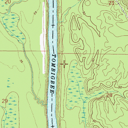 Topographic Map of J B Malones Landing (historical), AL