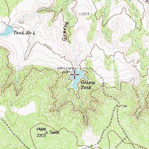 Topographic Map of Geneva Tank, TX