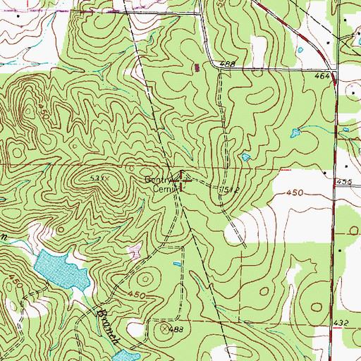 Topographic Map of Gentry Cemetery, TX