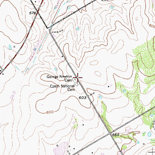 Topographic Map of George Newton Cemetery, TX