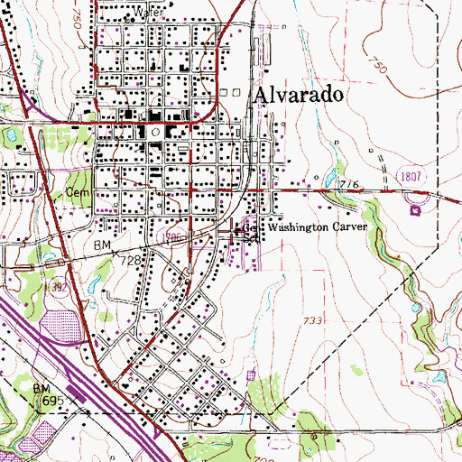 Topographic Map of George Washington Carver School, TX
