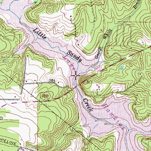 Topographic Map of George White Branch, TX