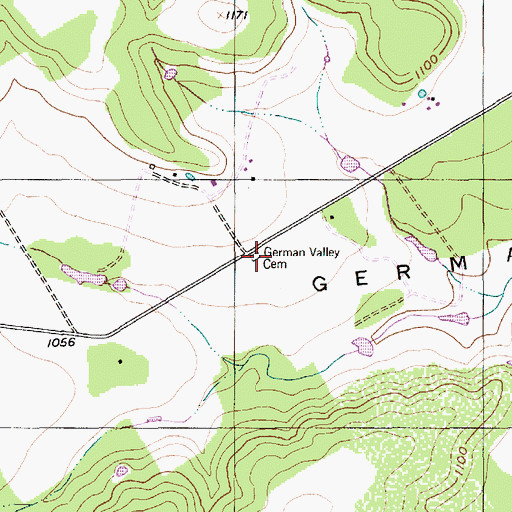 Topographic Map of German Valley Cemetery, TX