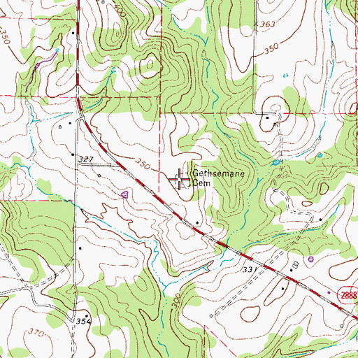Topographic Map of Gethsemane Cemetery, TX