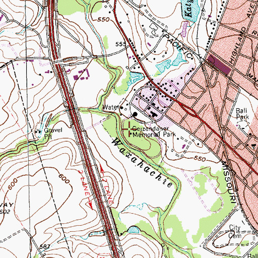 Topographic Map of Getzendaner Memorial Park, TX