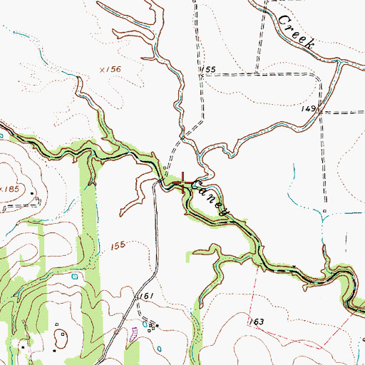 Topographic Map of Gibbs Creek, TX